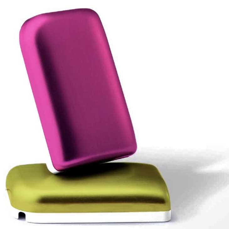 Two Kaleido pumps stacked, one in magenta and one in lime